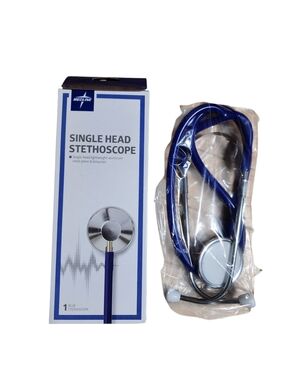 Medline Single-Head Stethoscope Blue Tube Lightweight Aluminum Chestpiece